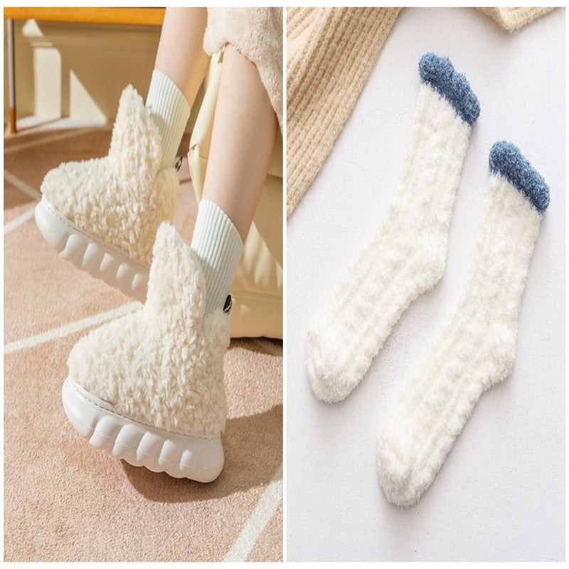 Winter Package Heeled Waterproof Home Indoor And Outdoor Wear Cute High Helper Cotton Slippers