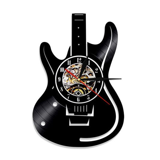 Music Lover Guitarist1Piece Guitar Vinyl Record Wall Clock Music Vintage LP Wall Clock Home Decor Musical Instruments Gift For Music Lover Guitarist