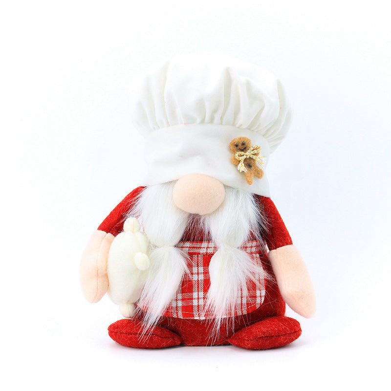 New Christmas Faceless Doll Gnome Chef Ornament