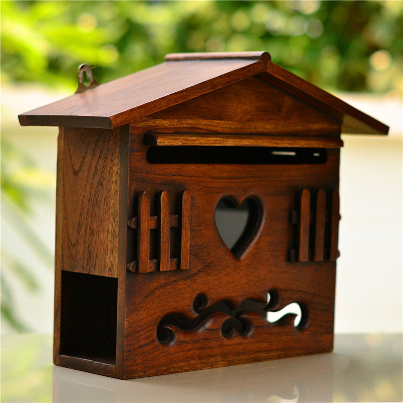 Gardening Creative Solid Wood Wood Carving Letter Box