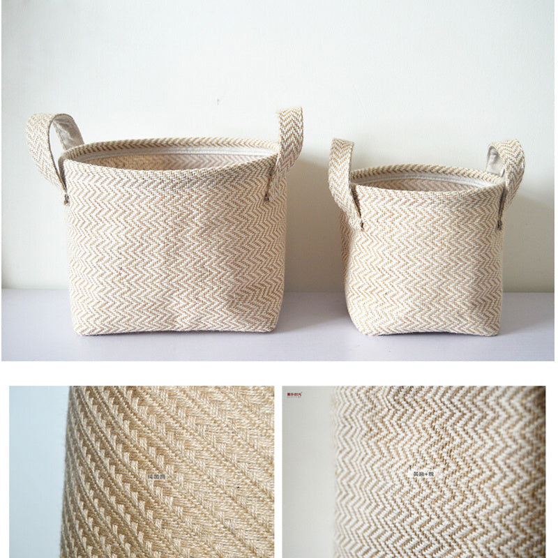 Woven Jute Cloth Toy Storage Laundry Basket