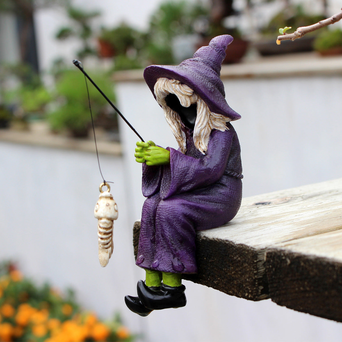 Faceless Witch Fishing Ornaments Resin Garden Garden Microview Sculpture Craft Ghost Festival Witch Decoration