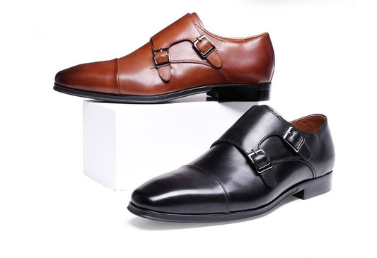 Munch leather shoes and high-end high-end shoe buckle monks spring men's leather shoes brand shoes code