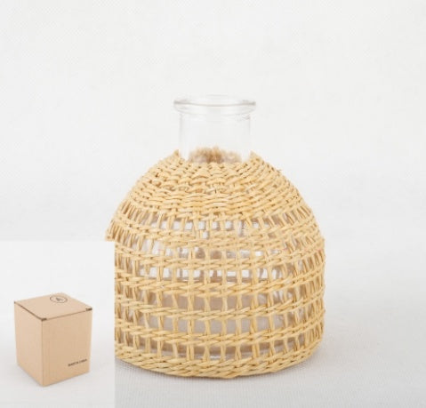 Straw Dried Flower Fragrance Japanese Woven Glass Vase