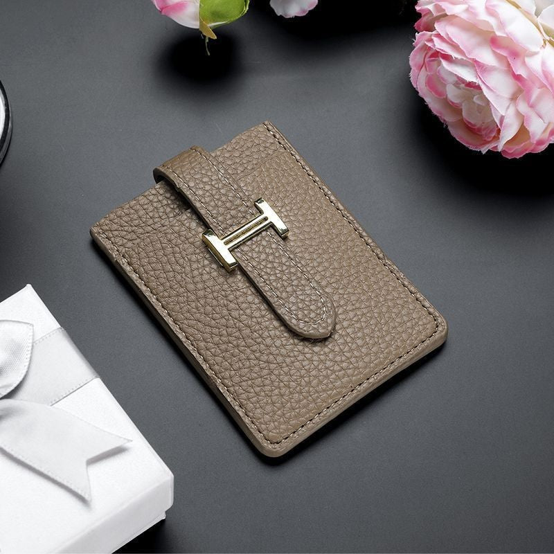 Leather Card Holder Pull-out Card Holder Thin Women