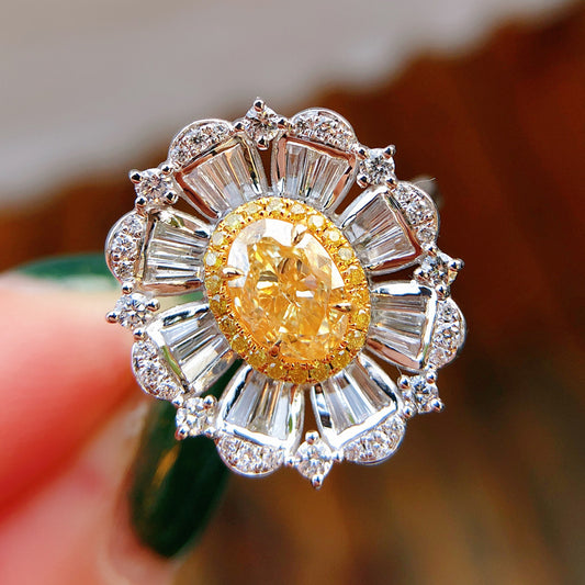 Yellow Diamond Gorgeous Blooming Flower Ring