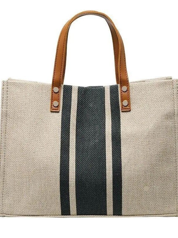 Women's Portable Briefcase Professional Commute Striped Minimalist Shoulder Bag