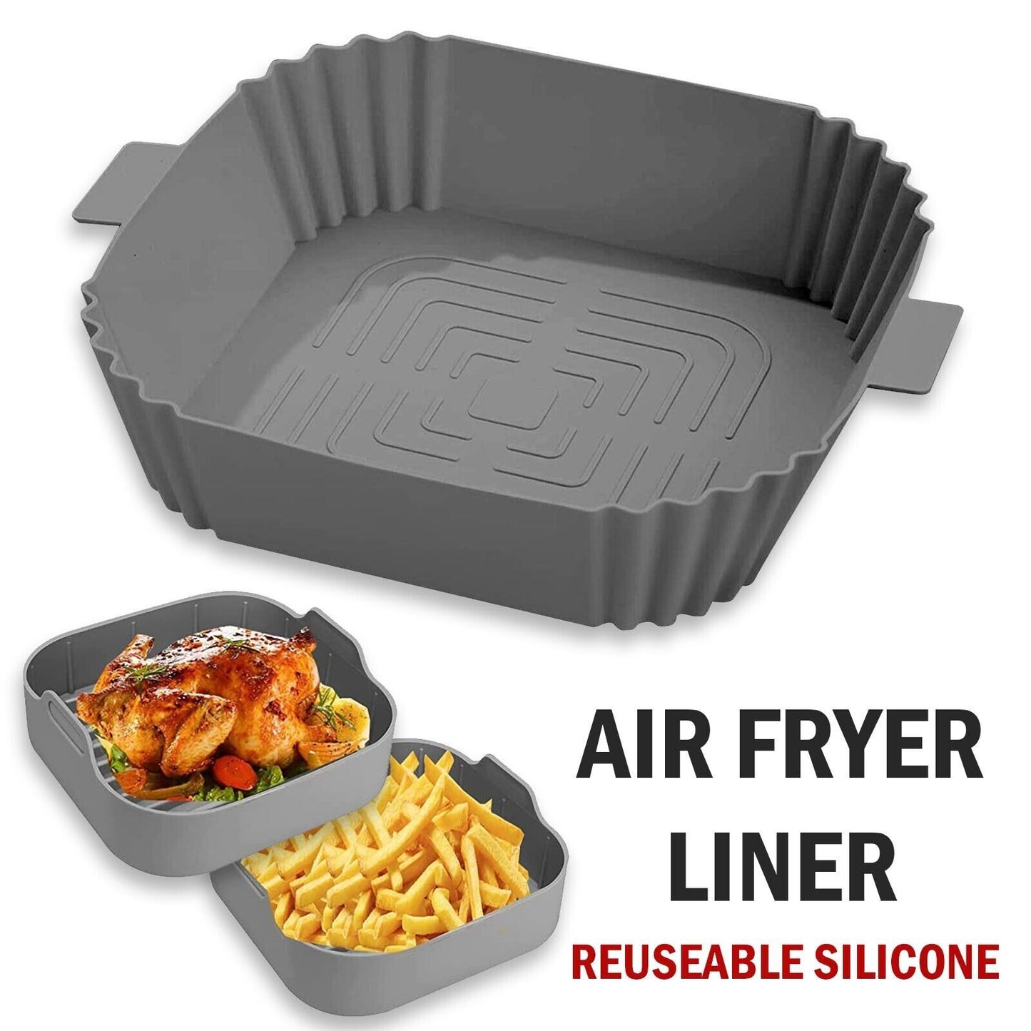 Silicone Air Fryer Tray Basket Liners Non-Stick Safe Oven Baking Tray Pot