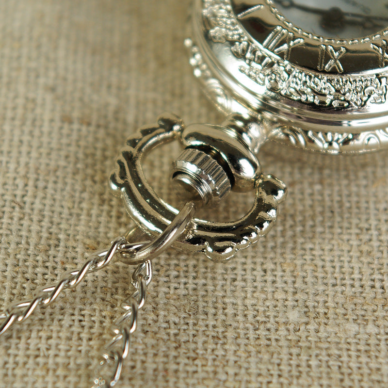 Small Hollow Silver Roman Digital Pocket Watch