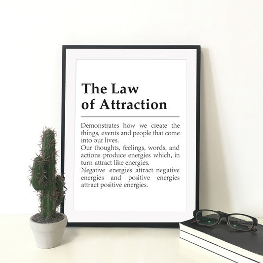 Law Of Attraction Defines Inspirational Poster Print Modern Wall Art Canvas Painting