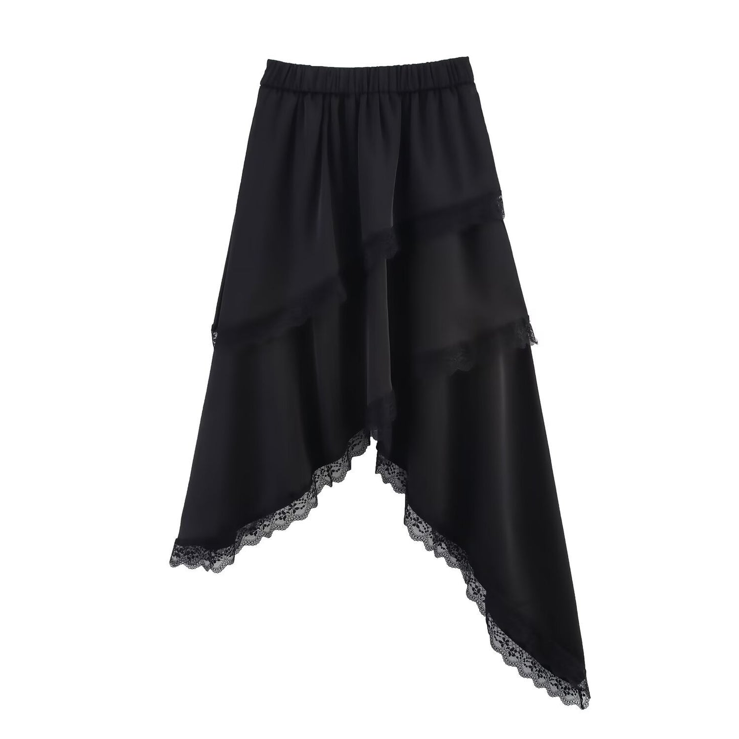 Spring And Summer Solid Color Multi-layer Irregular Lace Edge Tiered Skirt