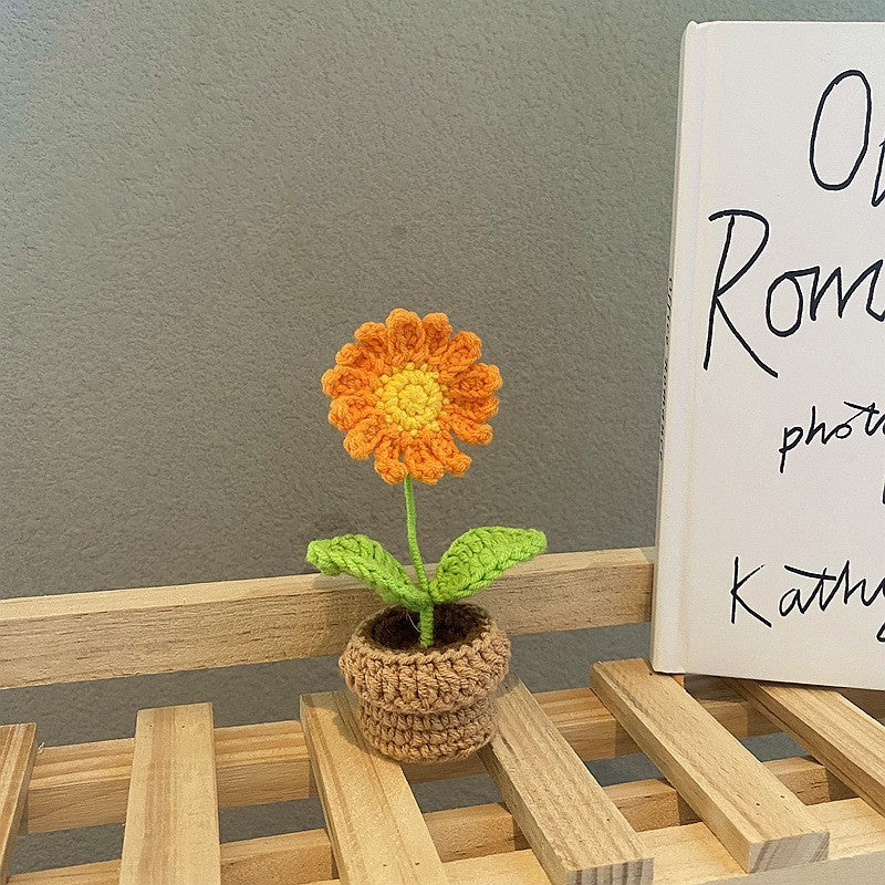 Hand Woven Mini Small Potted Flowers