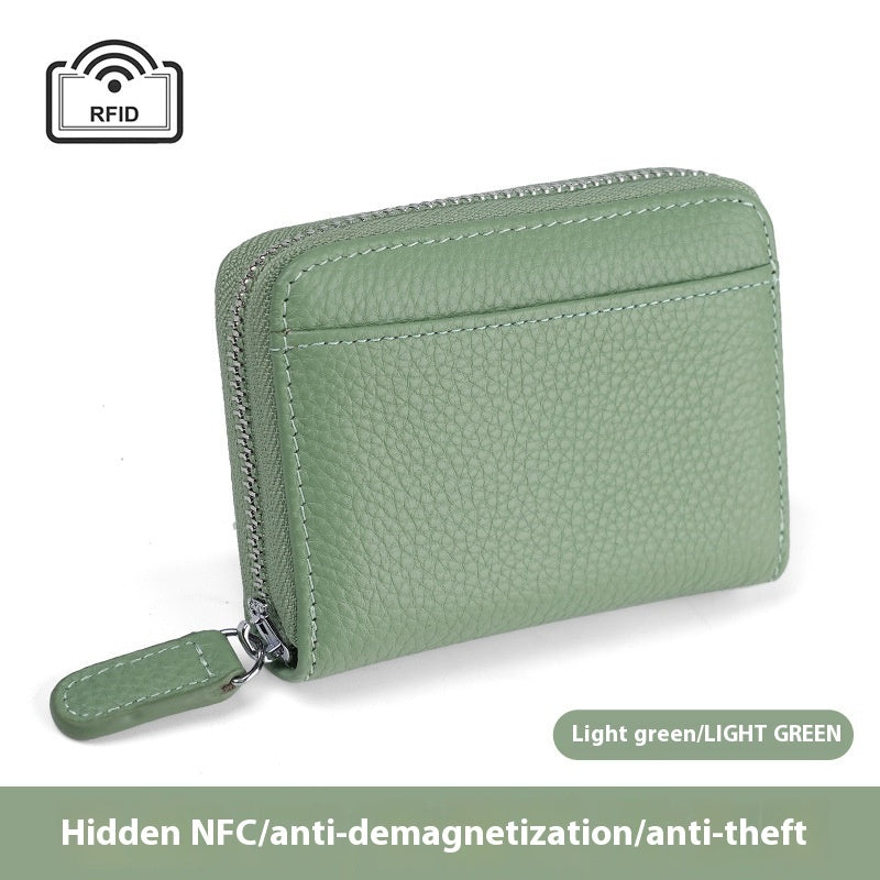 2024 RFID Genuine Leather Card Wallet Men Women Purse With Coin Pocket Zipper Credit Card Holder Small Wallets Bags