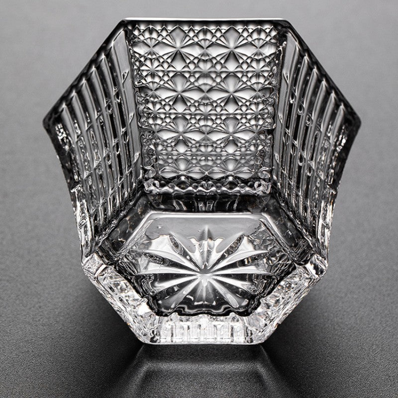 Hexagonal Crystal Glass Tea Cup