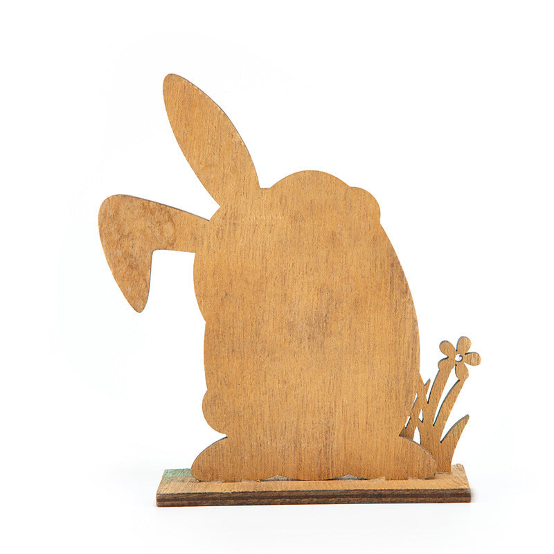 Easter Bunny Carved Wooden Ornament Home Wood Decor