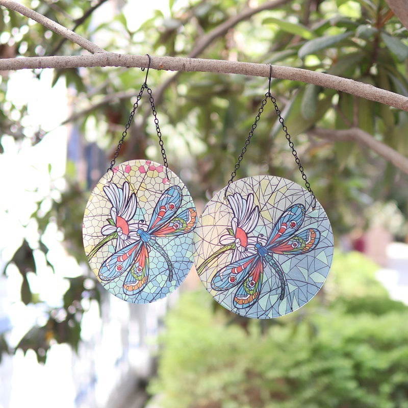 Dragonfly Glass Hanging Wall Decoration Garden