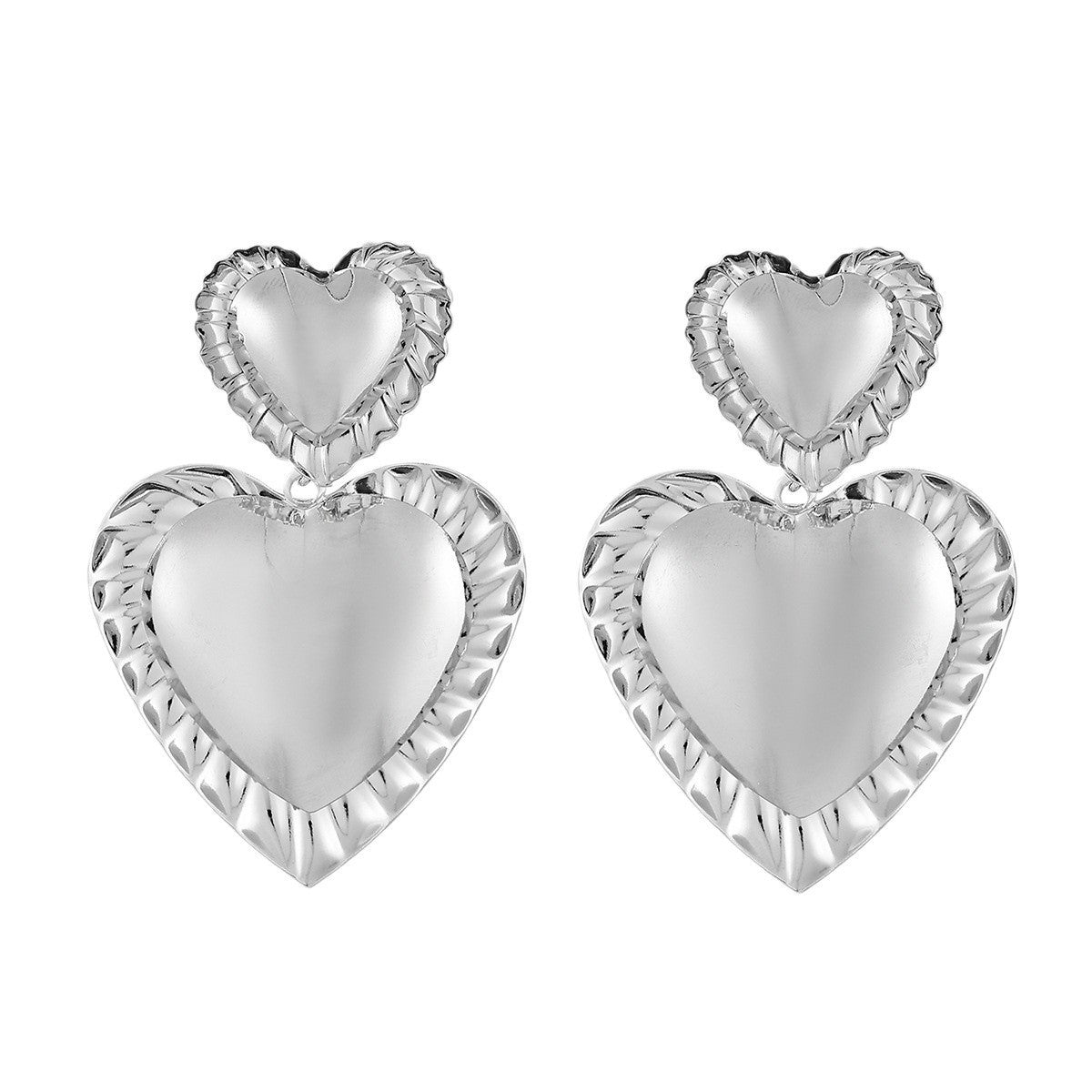 Exaggerating Heart-shapaed Metal Alloy Earrings Niche Texture