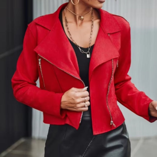 European And American Fashion Women's Wear Suede Motorcycle Jacket