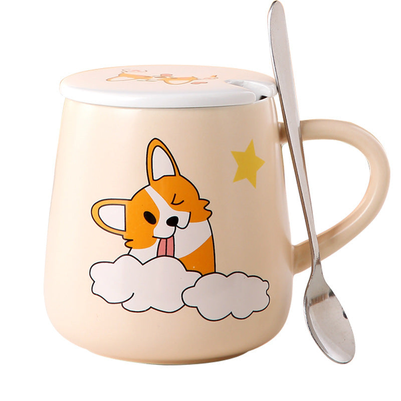 Cartoon Cute Corgi Ceramic Mug Large Capacity