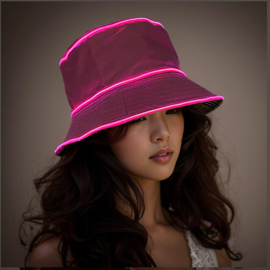 LED Luminous Embroidery Men's And Women's Solid Color Flat Top Sun Hat