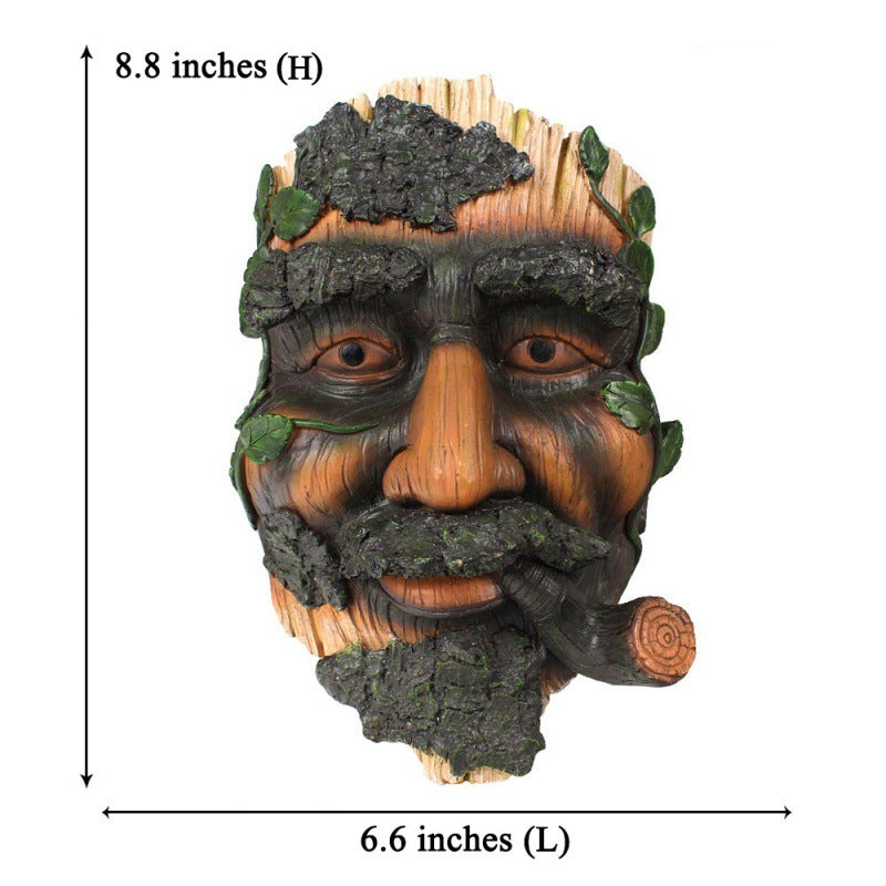 Cigar Pipe Bark Old Man Resin Craft Wall Decor