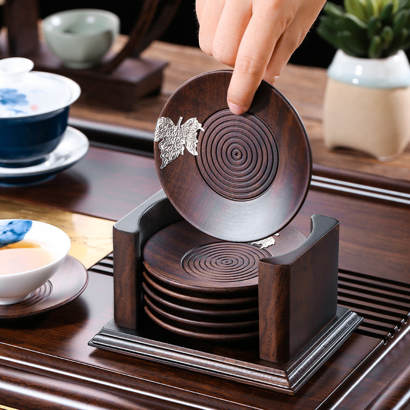 Ebony Solid Wood Tea Coaster Bracket Insulation Pad