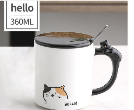 Japanese style cat tail ceramic mug