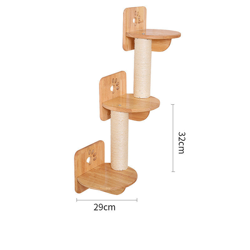 Solid Wood Wall Mounted Sisal Pole Cat Toy Platform Grabbing Board Grinding Grabbing