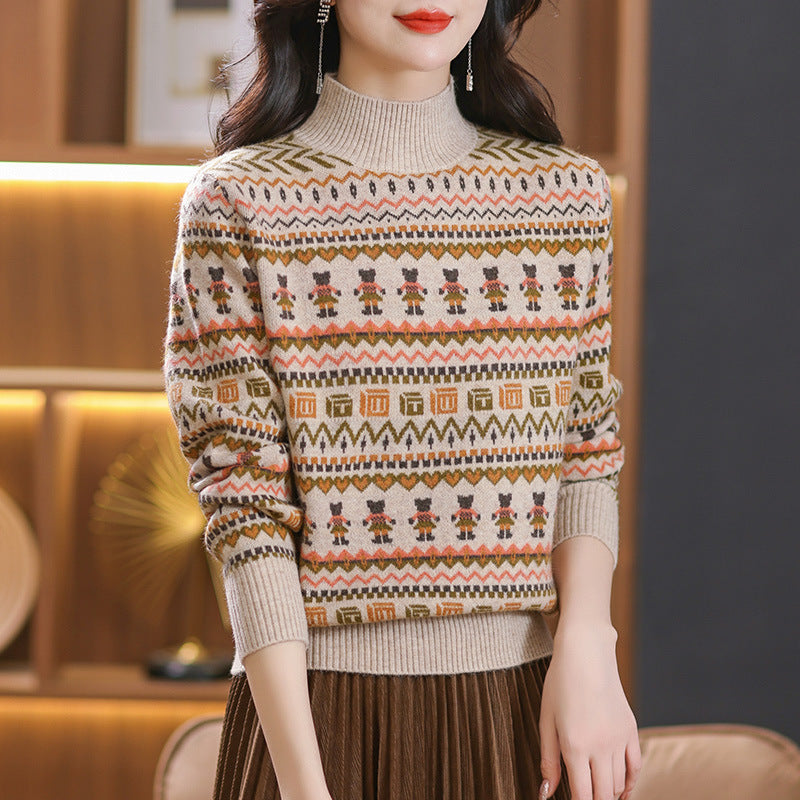 Jacquard Pullover Loose-fitting Underwear Sweater