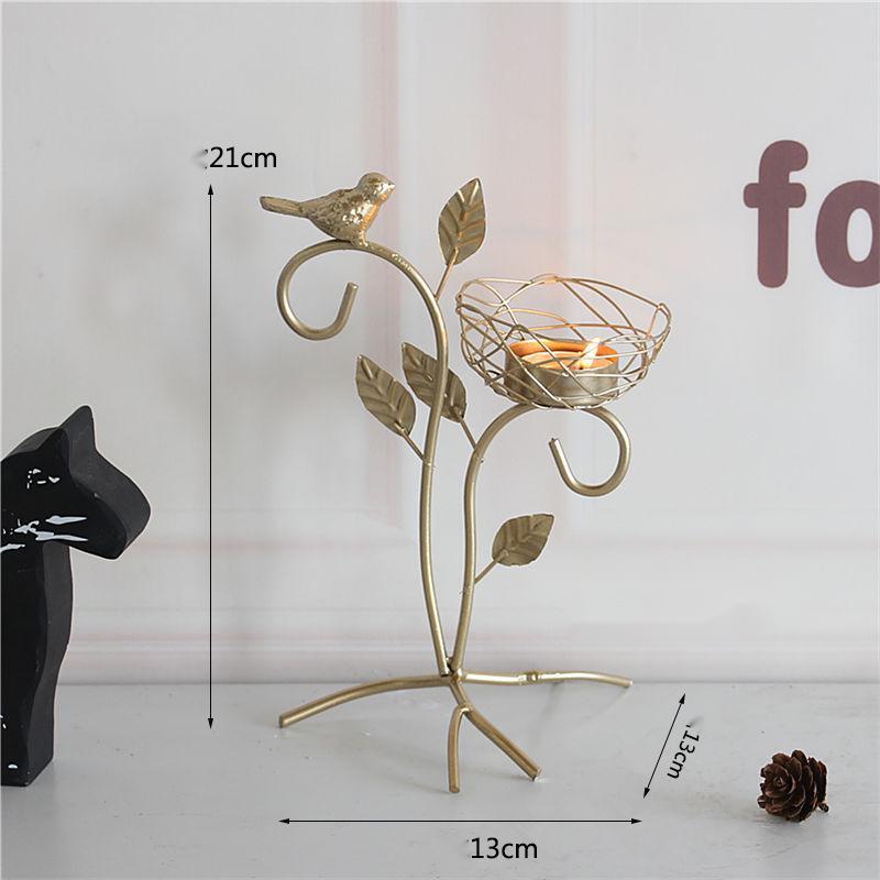 Wrought iron golden bird aroma candle holder