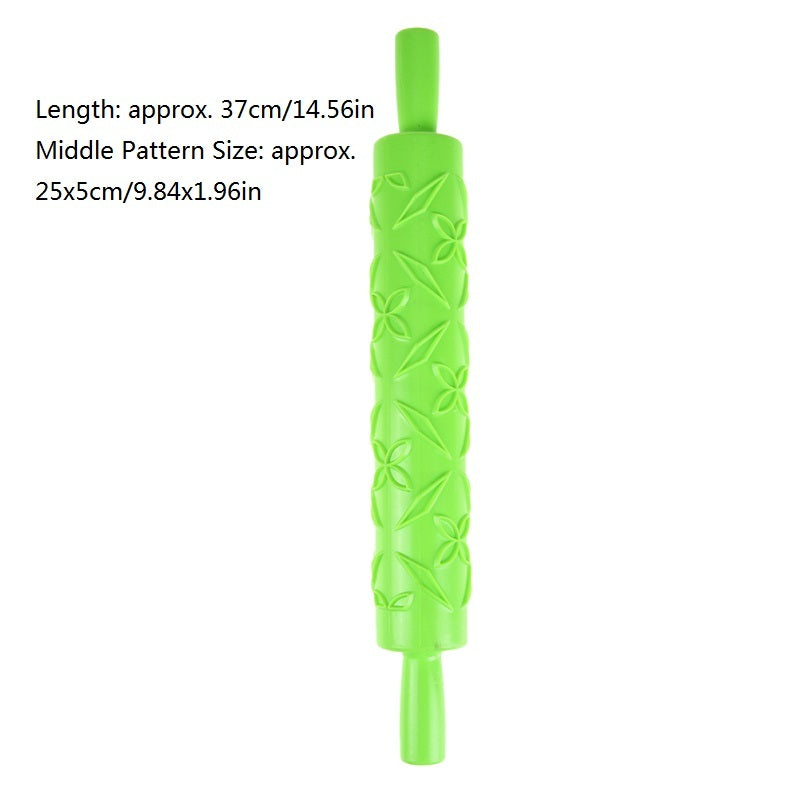 Multi-function family DIY cake baking tools plastic embossed printing fondant pattern rolling pin