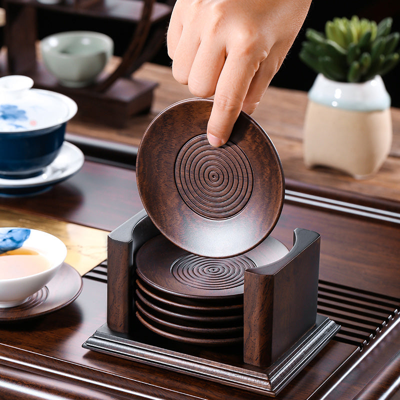 Ebony Solid Wood Tea Coaster Bracket Insulation Pad