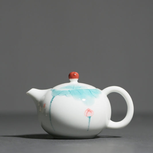 Household Hand Painted Lotus Xi Shi Pot Underglaze Porcelain Teapot