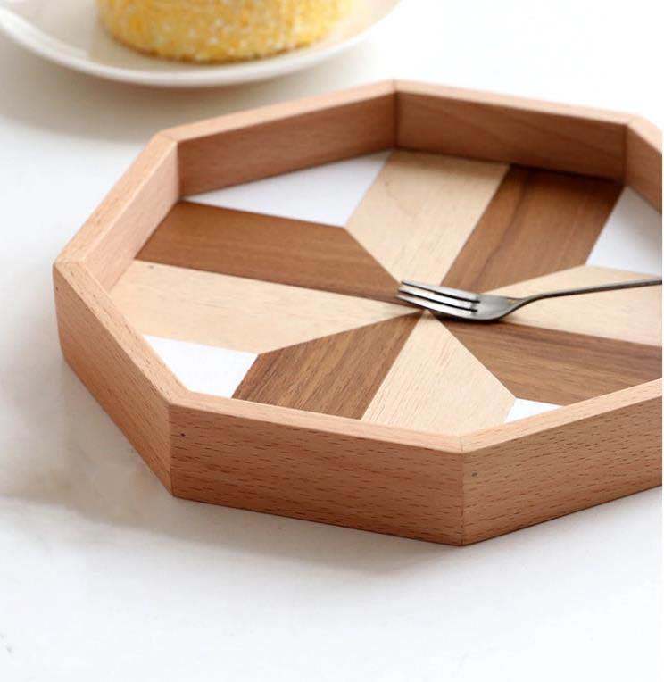 Wooden fruit cake tray