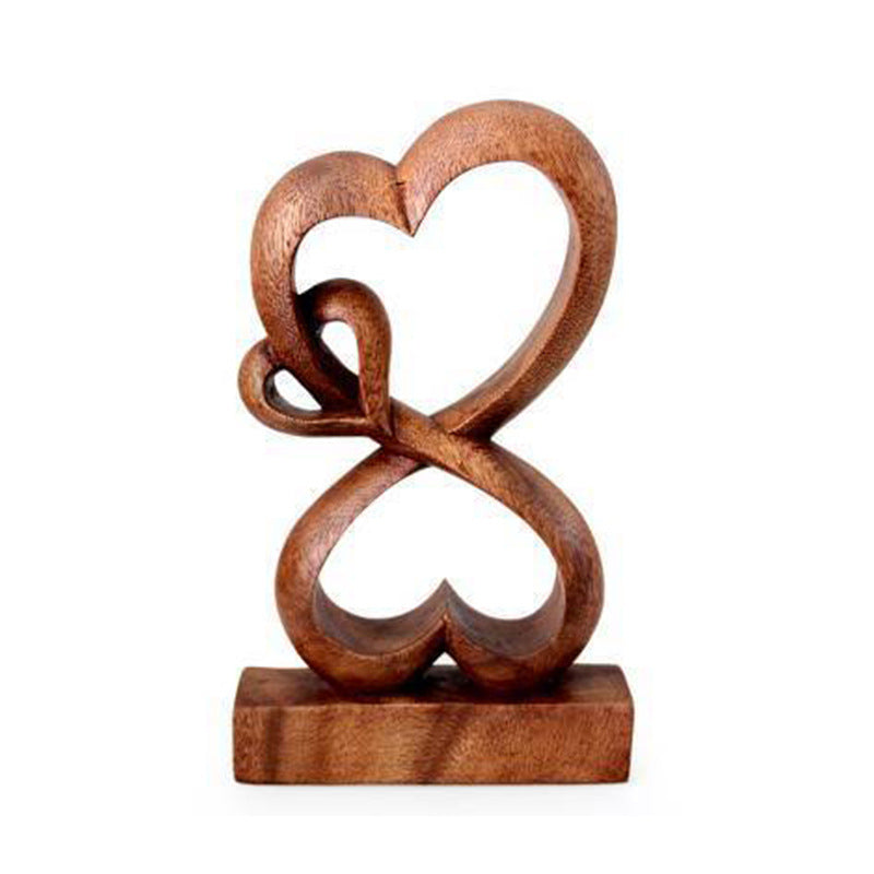 Wooden Lovers Kissing Statue Decoration Ornaments Crafts