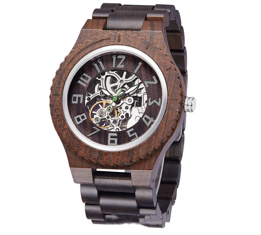 Wooden watch with logo engraved wooden box