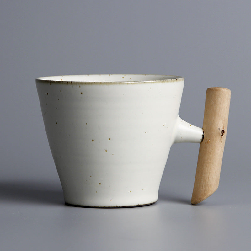 Personality ceramic mug with wooden handle