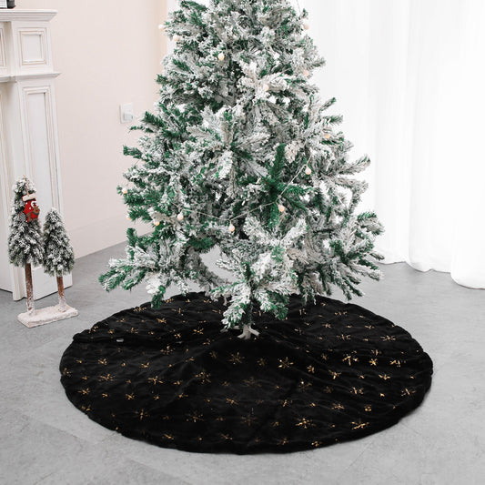 Home Decor Cushion Black Embroidered Velvet Christmas Tree Skirt