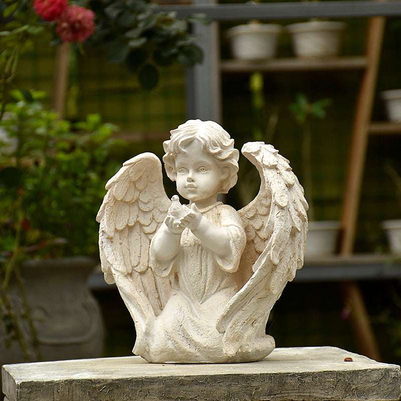 European Style Retro White Angel Garden Decoration Home Living Room