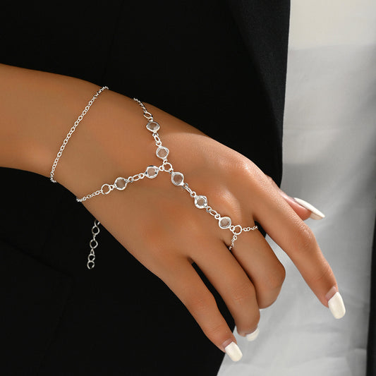 European And American Fashion Minimalist Bracelet Ring Crystal Luxury Mitten-type Bracelet Cross-border Hot Selling Jewelry