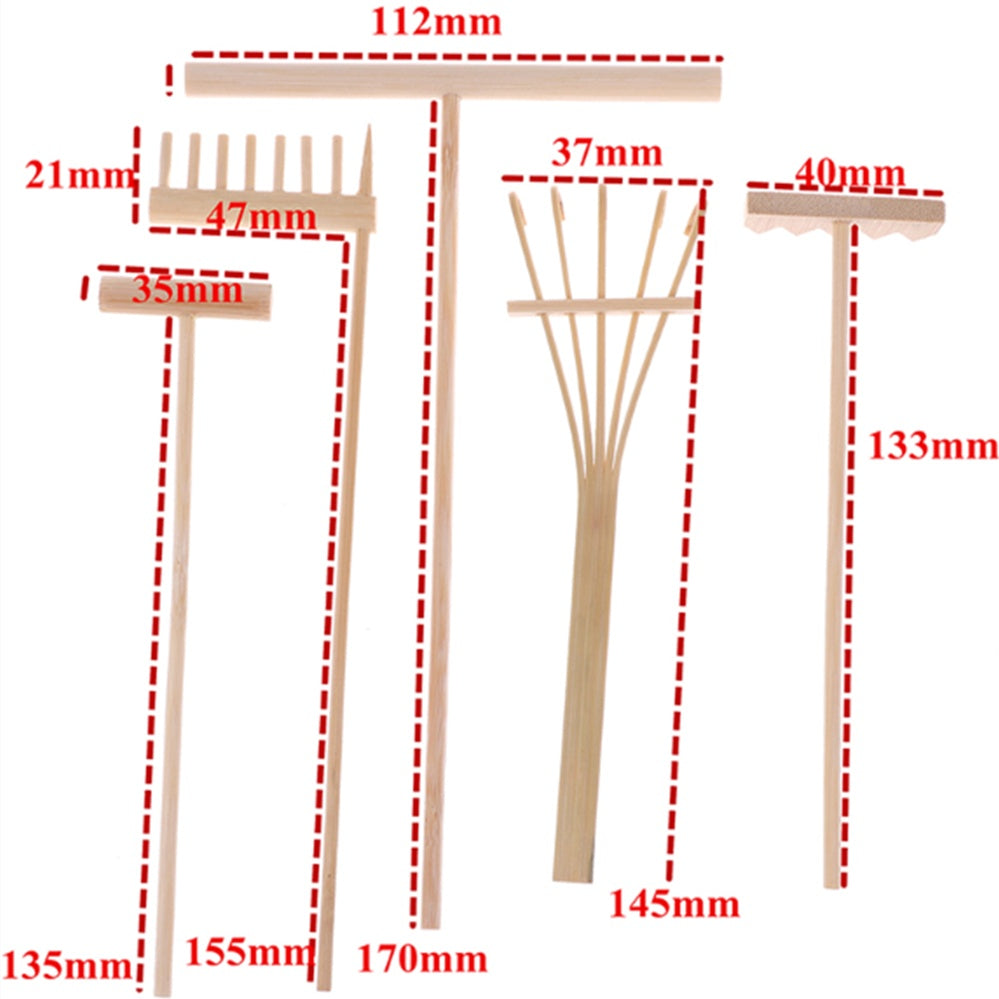 Pure Handmade Small 5 Teeth Hand Creative Sand Table Bamboo Rake Small Crafts