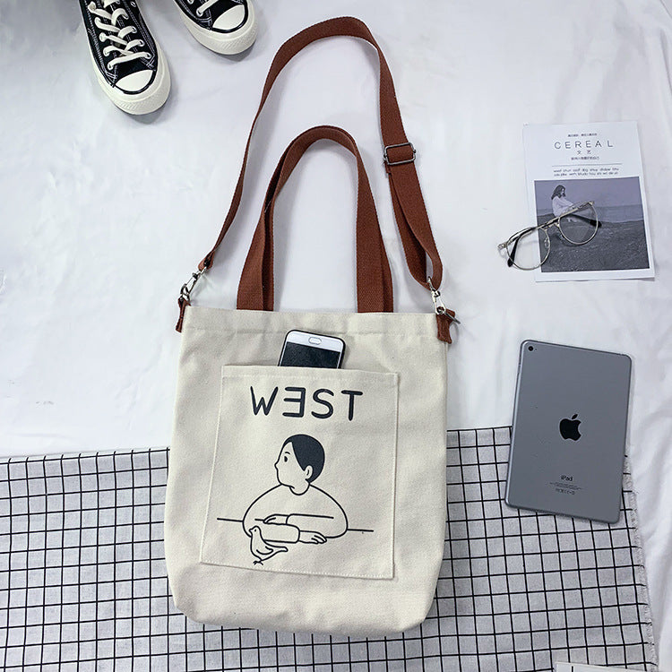 Cartoon messenger canvas bag