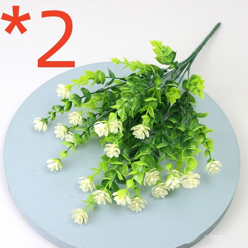 Eucalyptus Camellia Simulation Plastic Wedding Gardening Decorative Fake Flower 7 Fork 35 Head