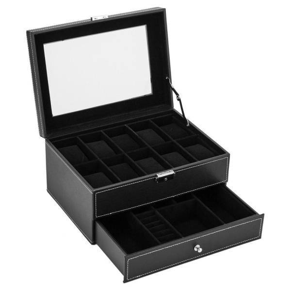 Double-layer 20-digit Black Velvet Watch Box