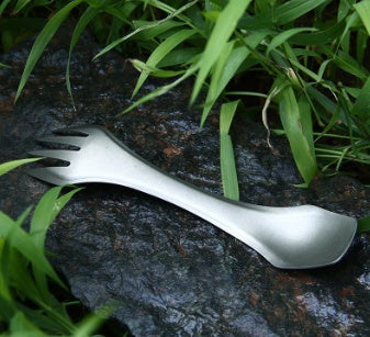 Outdoor picnic equipment pure titanium fork spoon titanium spoon multi-function three-in-one tableware portable travel spoon