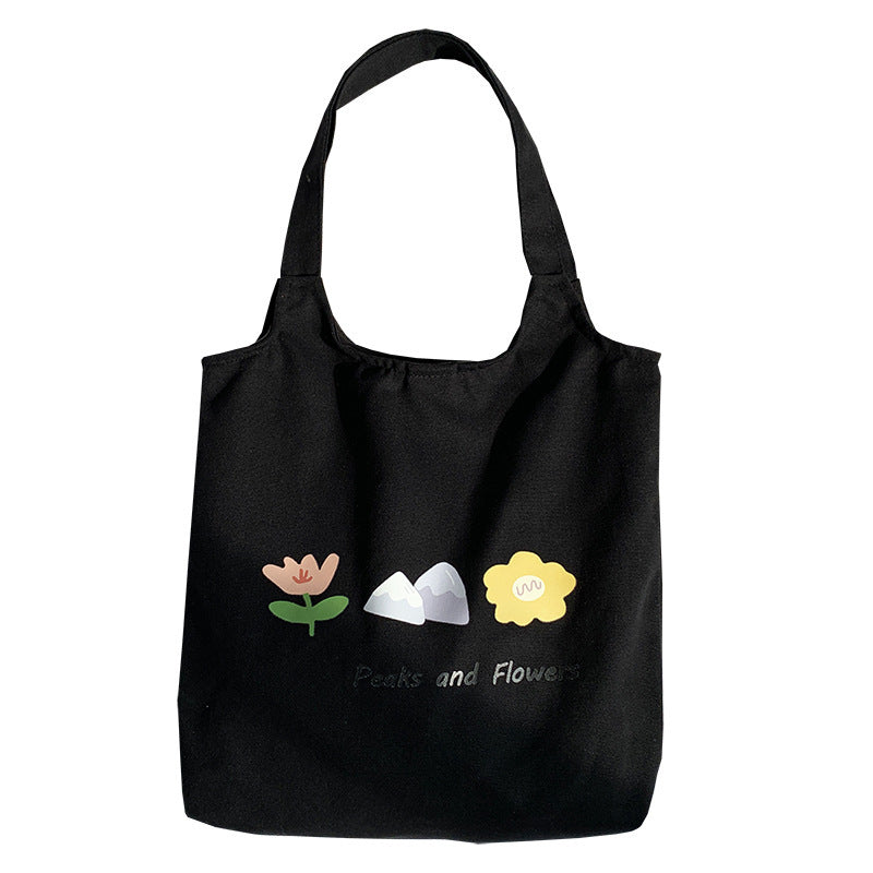 Hyuna Flower Canvas Bag with the Same Paragraph