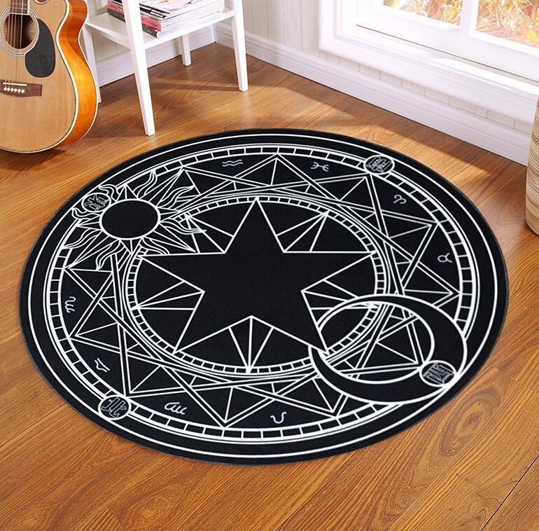 80CM Cartoon Round Carpet Children's Bedroom Card Captor Sakura Magic Circle Carpet Eco-Friendly Rug Computer Chair Mat