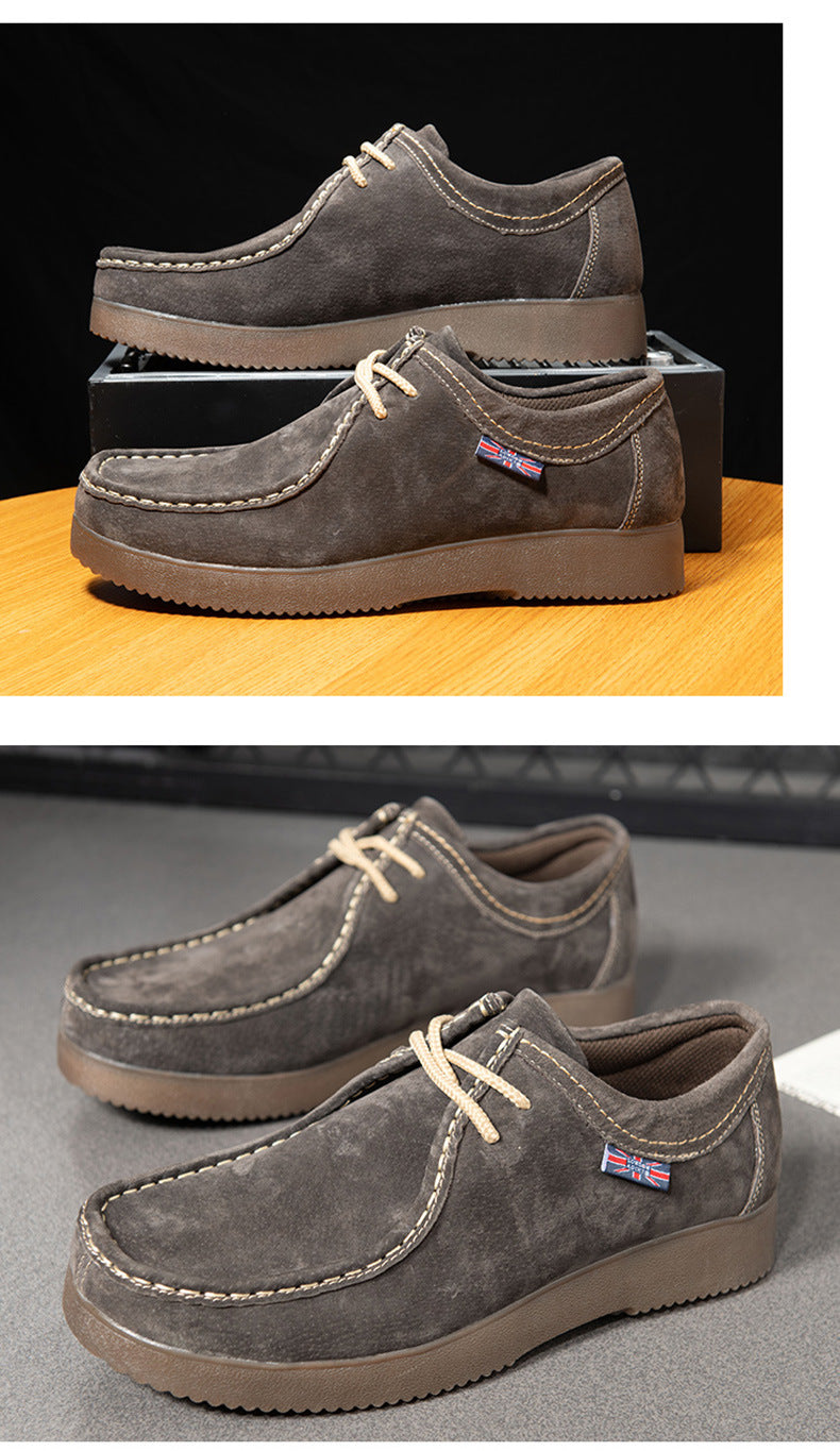 New Casual Korean Style Trendy All-matching British Style Leather Sneakers Men