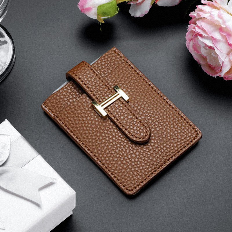 Leather Card Holder Pull-out Card Holder Thin Women