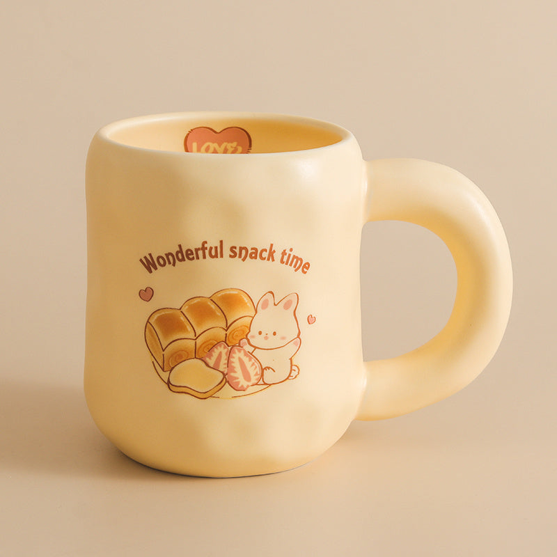 Cute Bread Mug With Lid Spoon